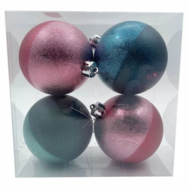 Lot de 4 boules de Noël en plastique en relief 8 cm