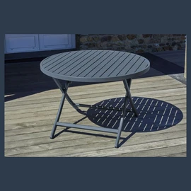 Table de jardin ronde pliante - 4/6 places - Aluminium - Gris Anthracite - MARIUS