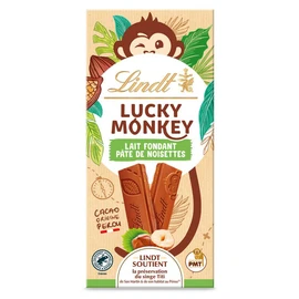 Lucky Monkey Tablette de chocolat au lait et pâte de noisettes (100g)