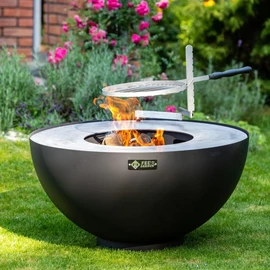Brasero boule avec grille et plancha - Noir - 100x100x50 cm