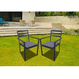 Lot de 2 fauteuils de jardin - Aluminium/Polyester - Anthracite - PALMA