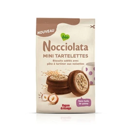 Mini tartelettes avec de la pâte à tartiner goût noisettes bio sans huile de palme (250g)