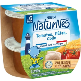 Petits pots de tomates pâtes et colin dès 6 mois (2x190g)