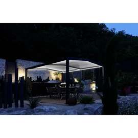 Pergola bioclimatique en aluminium 400x350 cm Eclairage LEDS par énergie solaire ROME - Gris