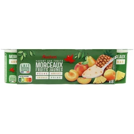 Yaourt aux fruits jaunes pêche abricot ananas poire avec morceaux (8x125g)