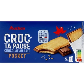 Biscuits Croc ta pause au chocolat au lait pocket sachets individuels (135g)