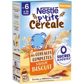 P'tite céréale aux céréales complètes saveur biscuit sans sucres ajoutés dès 6 mois (270g)