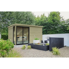 Abri de jardin en bois 28mm FARO 11,67 m2 , baie coulissante double vitrage