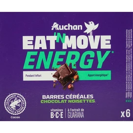Barres de céréales énergétiques au chocolat et noisettes (6x23g)