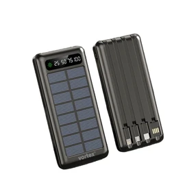 Batterie externe solaire 10 000 mAh fonction lampe torche - Noir