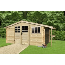 Abri chalet de jardin bois avec abri bûche de 50cm - 10m²
