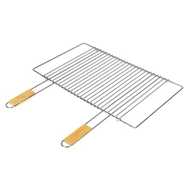 Grille Ajustable En Acier Pour Barbecue - Manche en Bambou