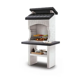 Barbecue fixe charbon - En pierre blanche - 68x40cm - OLBIA