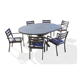 Salon de jardin avec rallonge papillon - 6 places - Aluminium - Anthracite - PELOSA