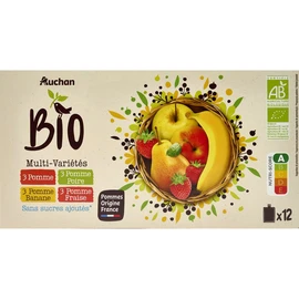 Gourdes purée de fruits multivariétés pomme poire banane fraise sans sucres ajoutés (12x90g)