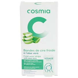 Bandes de cire froide à l'aloe vera visage pour peaux sensibles (x20)