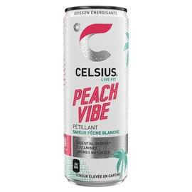 Peach vibe Boisson énergisante pétillante saveur pêche blanche boîte (35.5cl)