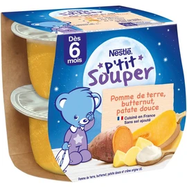P'tit souper Bols purée de pommes de terre butternut et patate douce dès 6 mois (2x200g)