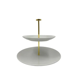 Support à gâteau 2 niveaux porcelaine 27/20cm - Ivoire