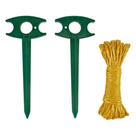 Corde jaune de 15m + 2 piquets verts