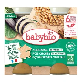 Petits pots aubergine et pois chiches façon moussaka végétale bio dès 6 mois (2x200g)