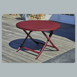 Table de jardin ronde pliante - 4/6 places - Aluminium - Rouge carmin - MARIUS