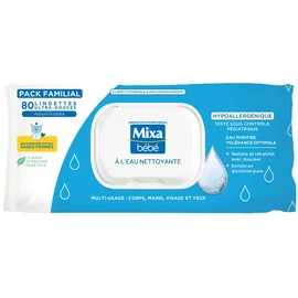 Lingettes ultra-douces à l'eau nettoyante (x80)