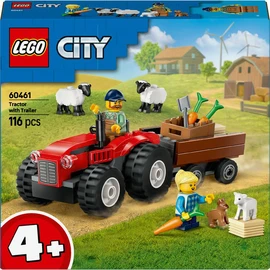City 60461 - Tracteur agricole rouge avec remorque et moutons