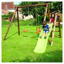 Portique balançoire avec toboggan - Bois - H1,95m - MENTHE