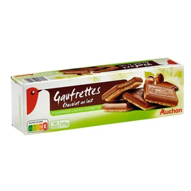 Gaufrettes chocolat au lait fourrage cacao noisette (175g)