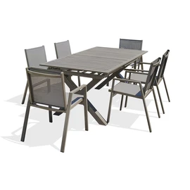 Salon de jardin - 6 places - Aluminium - Quartz - FLORIDE