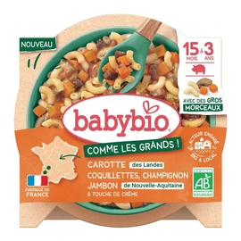 Plat à base de carotte coquillettes champignon jambon bio dès 6 mois (200g)