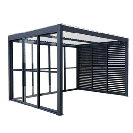 Lot de 2 portes coulissantes en verre trempé 4M pour pergola LILAS - Gris
