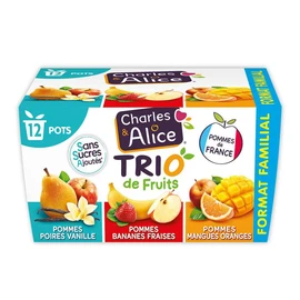 Compote trio de fruits sans sucres ajoutés (12x100g)