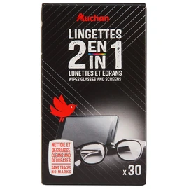 Lingettes nettoyantes 2en1 pour lunettes et écrans (x30)