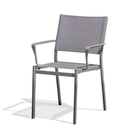 Fauteuil de jardin empilable - Textilène et aluminium - Gris Anthracite - STOCKHOLM