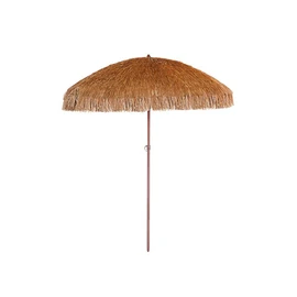 Parasol droit à franges - Acier et finition bois - Marron - D2m - HAWAI