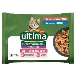 Expert nutrition bien-être digestif sachets repas pour chat stérilisé (4x70g)