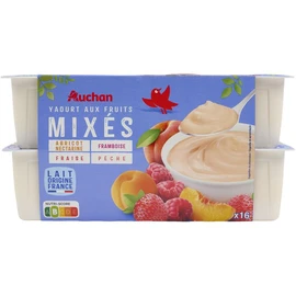 Yaourt aux fruits mixés abricot/nectarine framboise fraise pêche (16x125g)