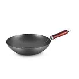 Wok 30cm en acier de carbone Tous feux sauf induction - Noir