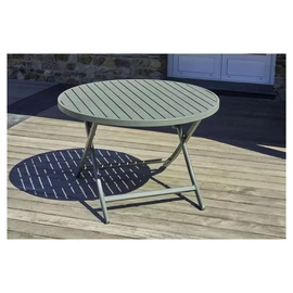 Table de jardin ronde pliante - 4/6 places - Aluminium - Kaki - MARIUS