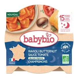 Assiette ravioli butternut sauce tomate champignons bio dès 15 mois (190g)