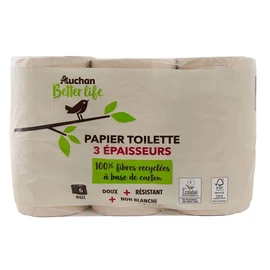 Papier toilette non blanchi 3 épaisseurs (x6)