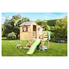 Cabane de jardin pour enfant avec toboggan - Bois - H2.49m - JOSEPHINE