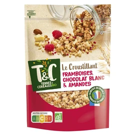 Céréales croustillantes framboises chocolat blanc et amandes bio (375g)