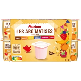 Les Aromatisés - Yaourt panaché vanille abricot banane fruits des bois fraise framboise (16x125g)