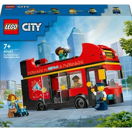 City 60407 - Le Bus Rouge à Deux Étages, Car Jouet, Véhicule Pour Enfants Garçons et Filles dès 7 Ans, Cadeau de Fêtes ou d'Anniversaire, 5 Personnages Dont un Bébé et une Poussette