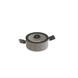 Faitout 24 cm tous feux dont induction avec poignée amovible et couvercle en verre BO GRANIT SANDSTONE