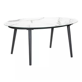 Table de jardin - 4/6 places - Aluminium - Gris et marbré - FORMENTERA
