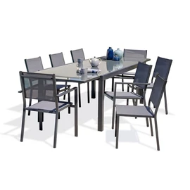 Salon de jardin - 8 places - Aluminium - Anthracite - TOLEDE